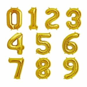 Gold Numbers Helium Balloons