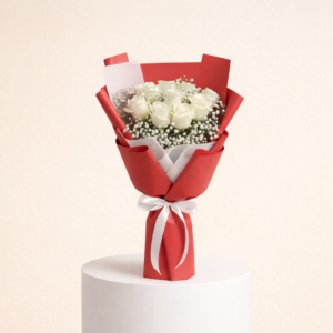 10 White Roses Flower Bouquet 03