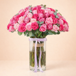 100 Blush Roses in Vase B12