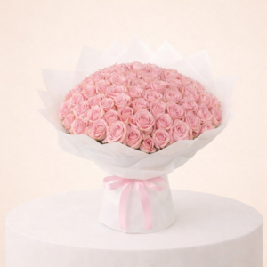 100 Pink Roses Hand Bouquet
