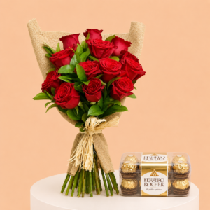 12-Roses-Bouquet-And-Chocolate