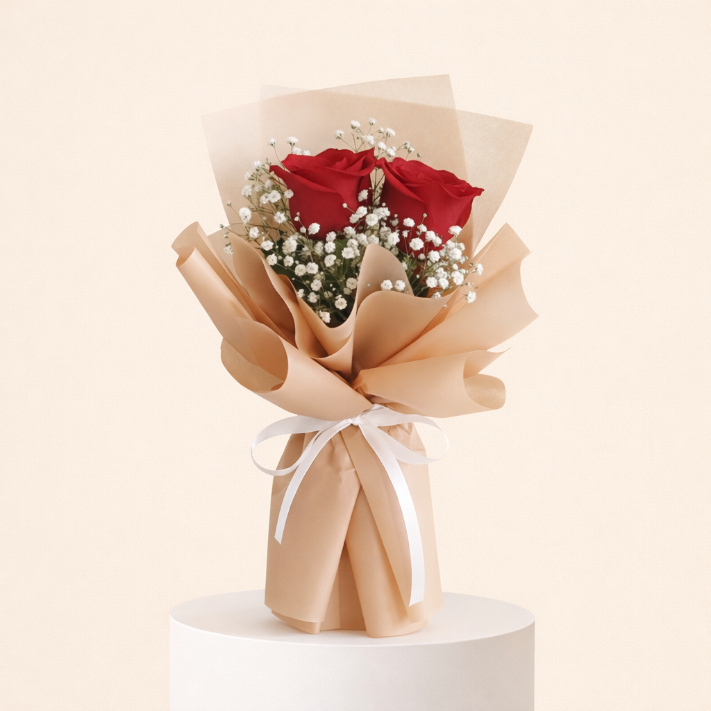 2 Red Roses – Classic Bouquet 1 2 Red Roses – Classic Bouquet