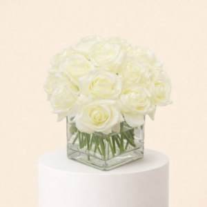 20 Real Touch White Roses Arrangement