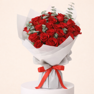 20 Red Rose With White Wrapped.