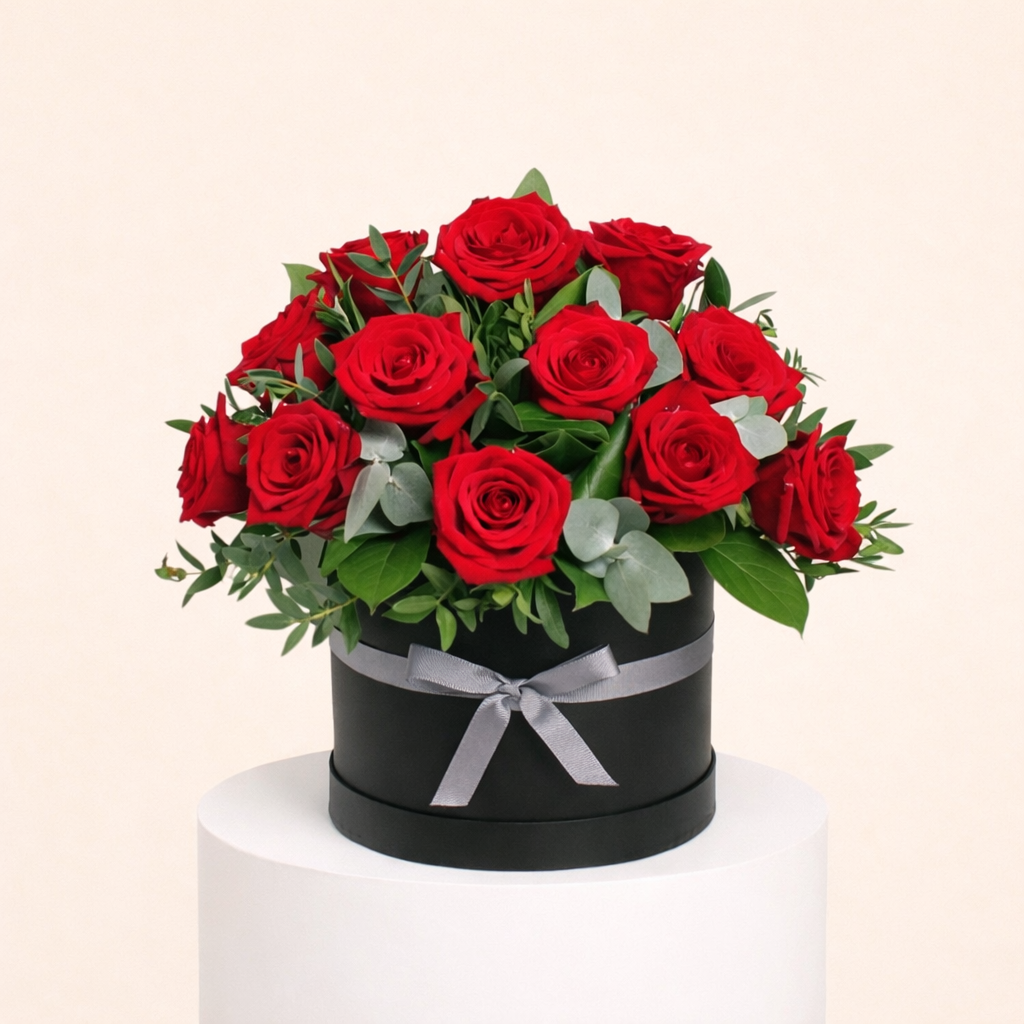 20 Red Roses In A Bloom Box With Green Fillers 1 20 Red Roses In A Bloom Box With Green Fillers
