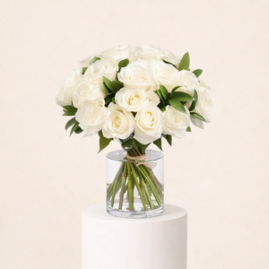 20 White Roses In A Vase