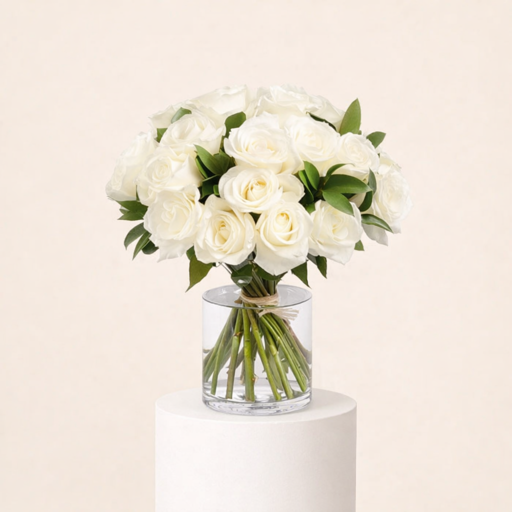 20 White Roses In A Vase 1 20 White Roses In A Vase