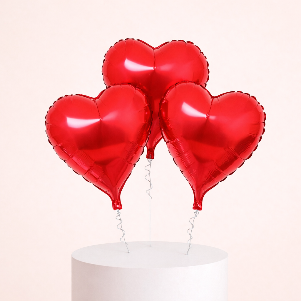 3 Pcs Red Heart Shape Balloon 1 3 Pcs Red Heart Shape Balloon