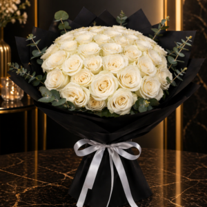 50 Pcs White Rose Bouquet