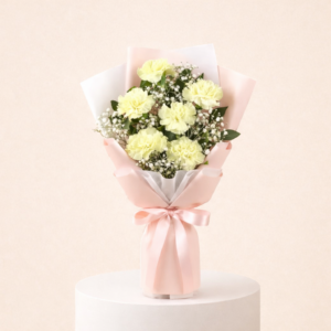 6 White Carnations Bouquet