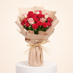 8 Cappaccino And Red Roses Bouquet