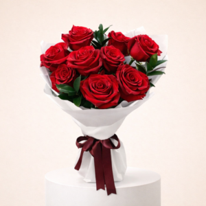 9 Red Roses With White Wrapped