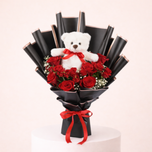 Beary Much Loved Treat bouquet